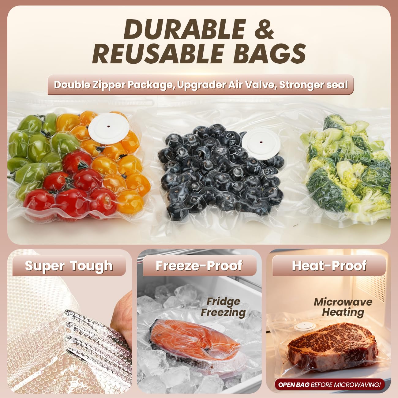 Fresh fruits and leftovers sealed by AOSKI for longer shelf life.