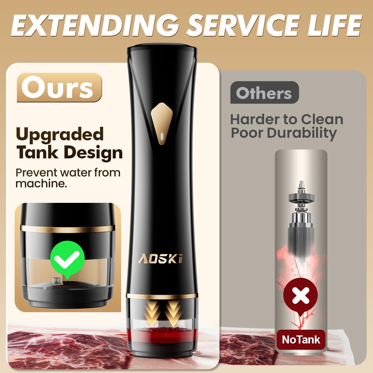 AOSKI sealer’s 1200mAh battery delivers long-lasting cordless sealing