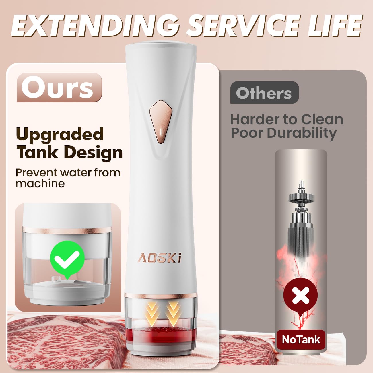AOSKI sealer charging, highlighting cordless portability.