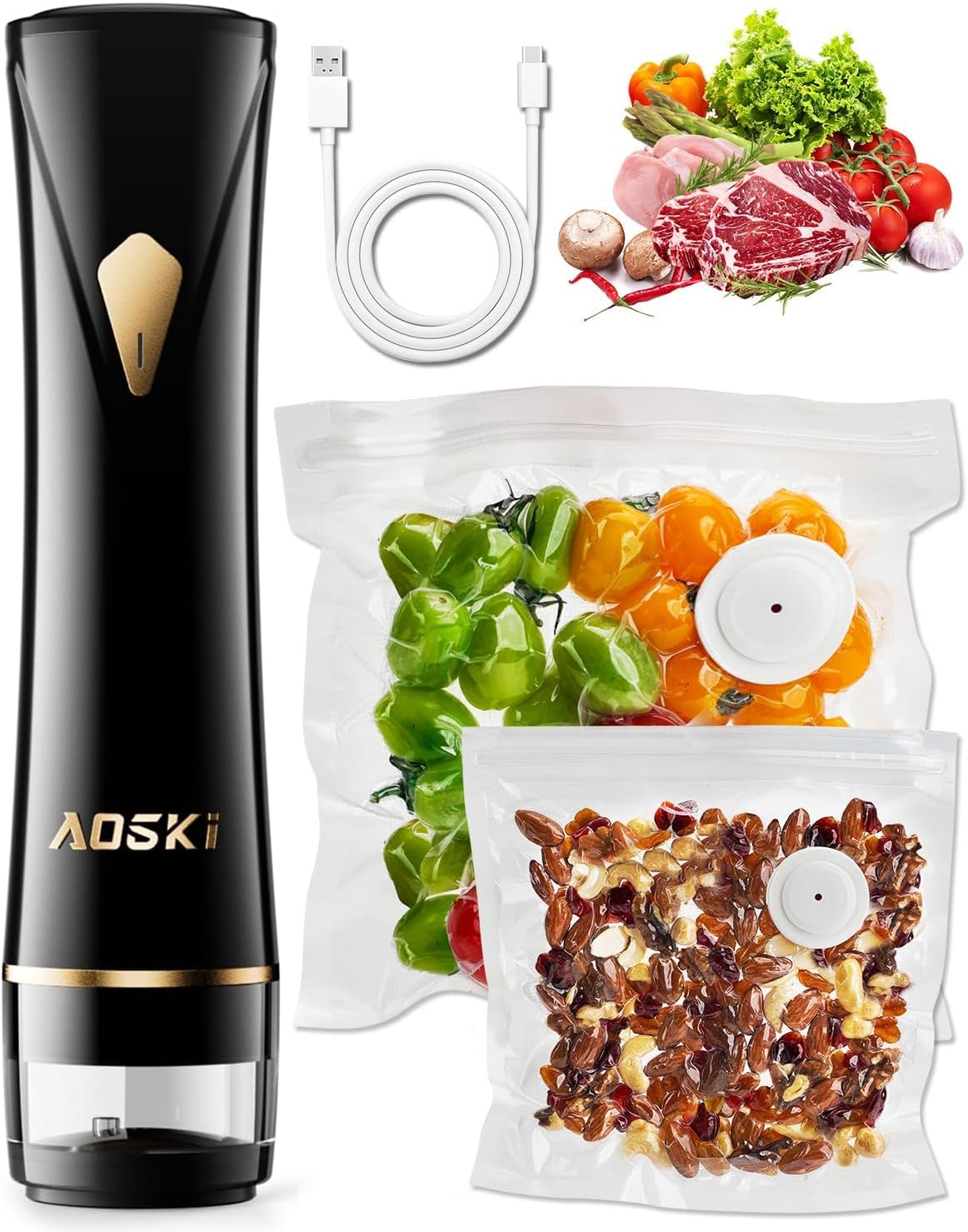 AOSKI handheld vacuum sealer in compact design for easy storage