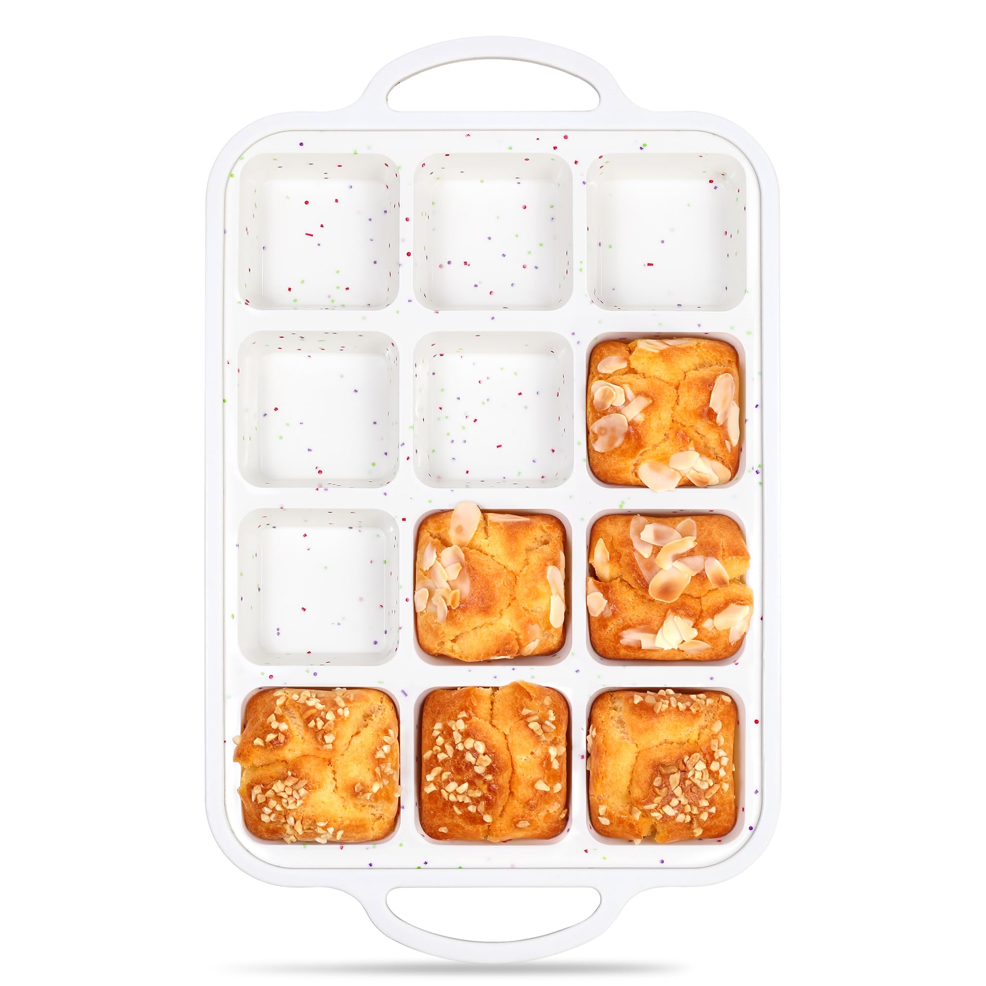 AOTASO brownie pan with dividers, top view showing sturdy frame for even baking.
