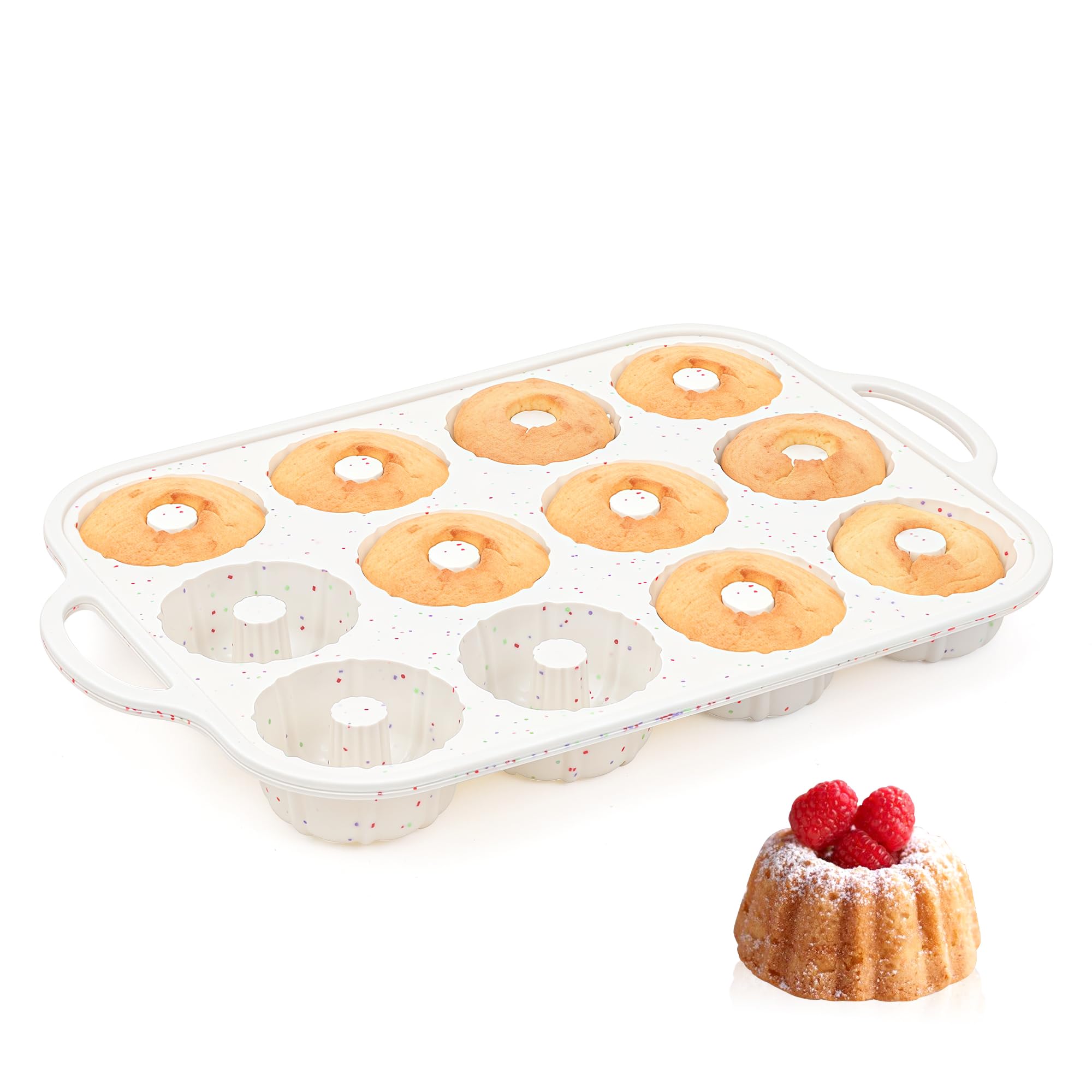 AOTASO 3-inch silicone mini fluted pan with metal frame for stable, level baking.