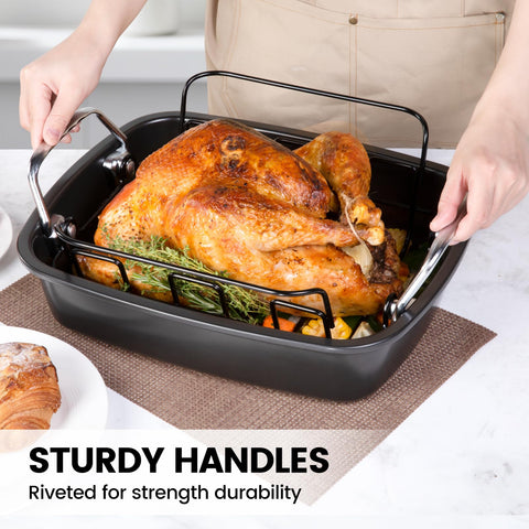AOTASO ergonomic handles provide a secure grip while handling hot pans