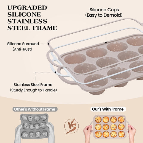 AOTASO silicone muffin pan releases muffins cleanly