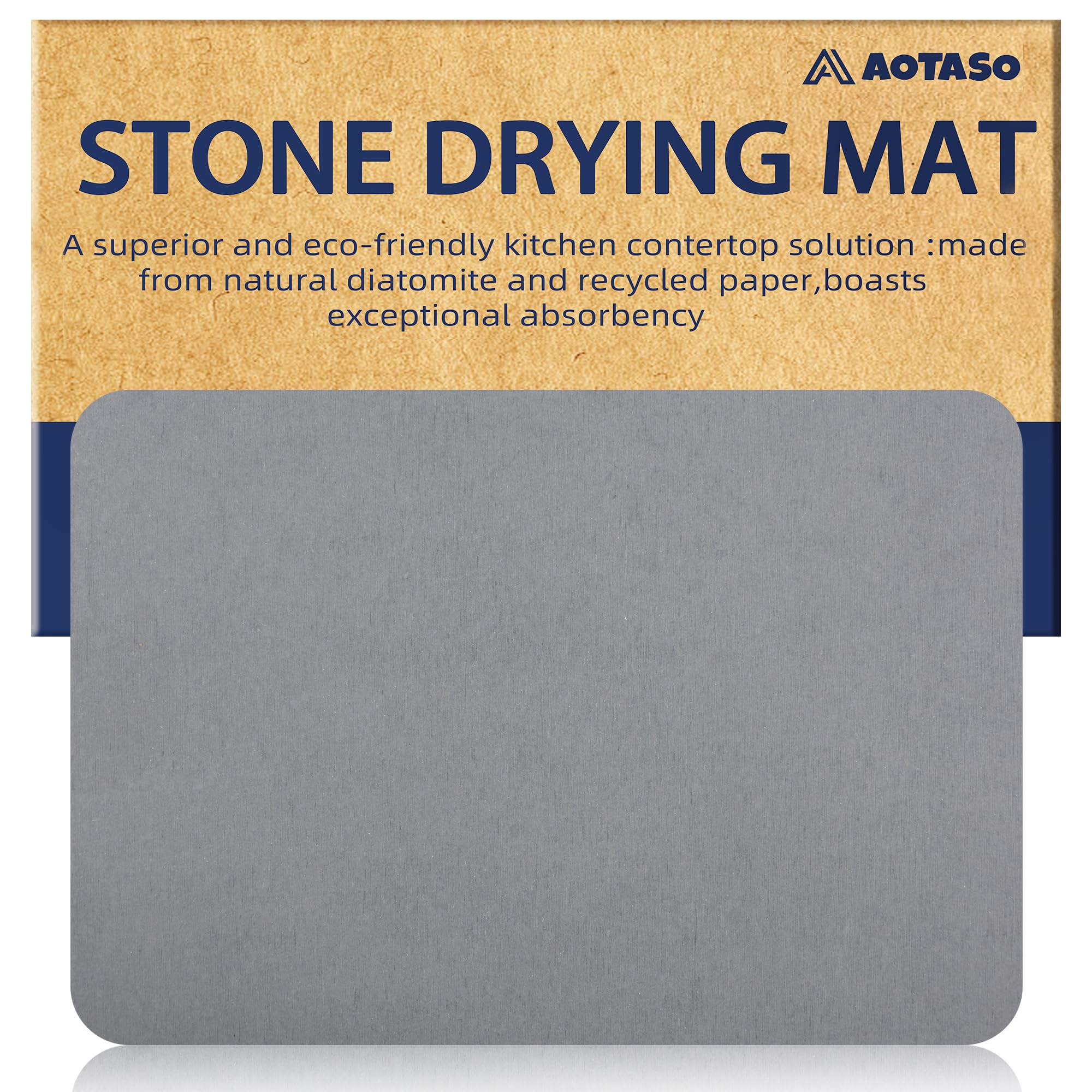 AOTASO stone drying mat gray 12x16 on counter keeps surfaces dry.