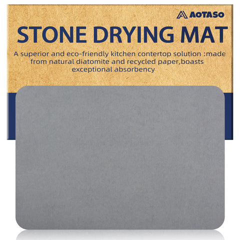 AOTASO stone drying mat gray 12x16 on counter keeps surfaces dry.