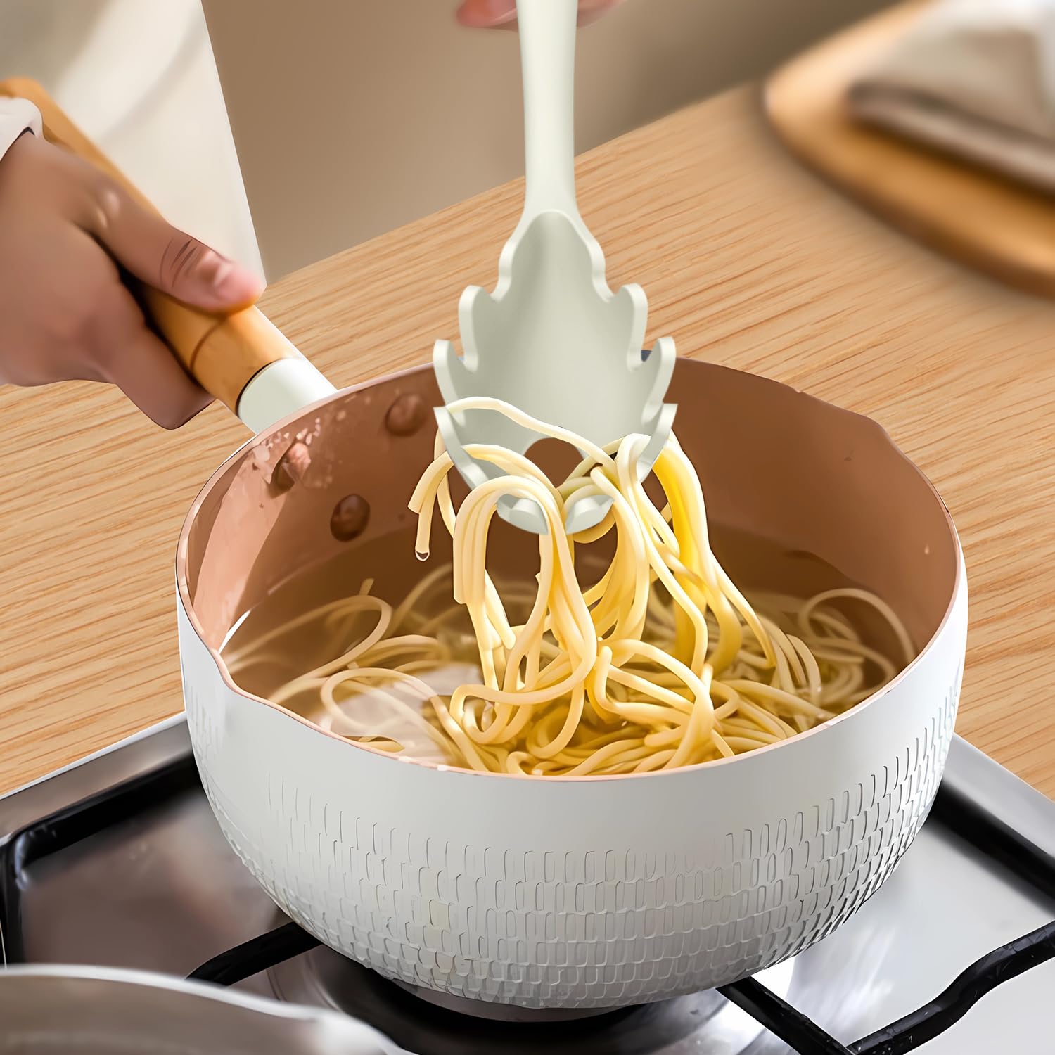 AOTHOD silicone solid spoon ideal for soups and sauces