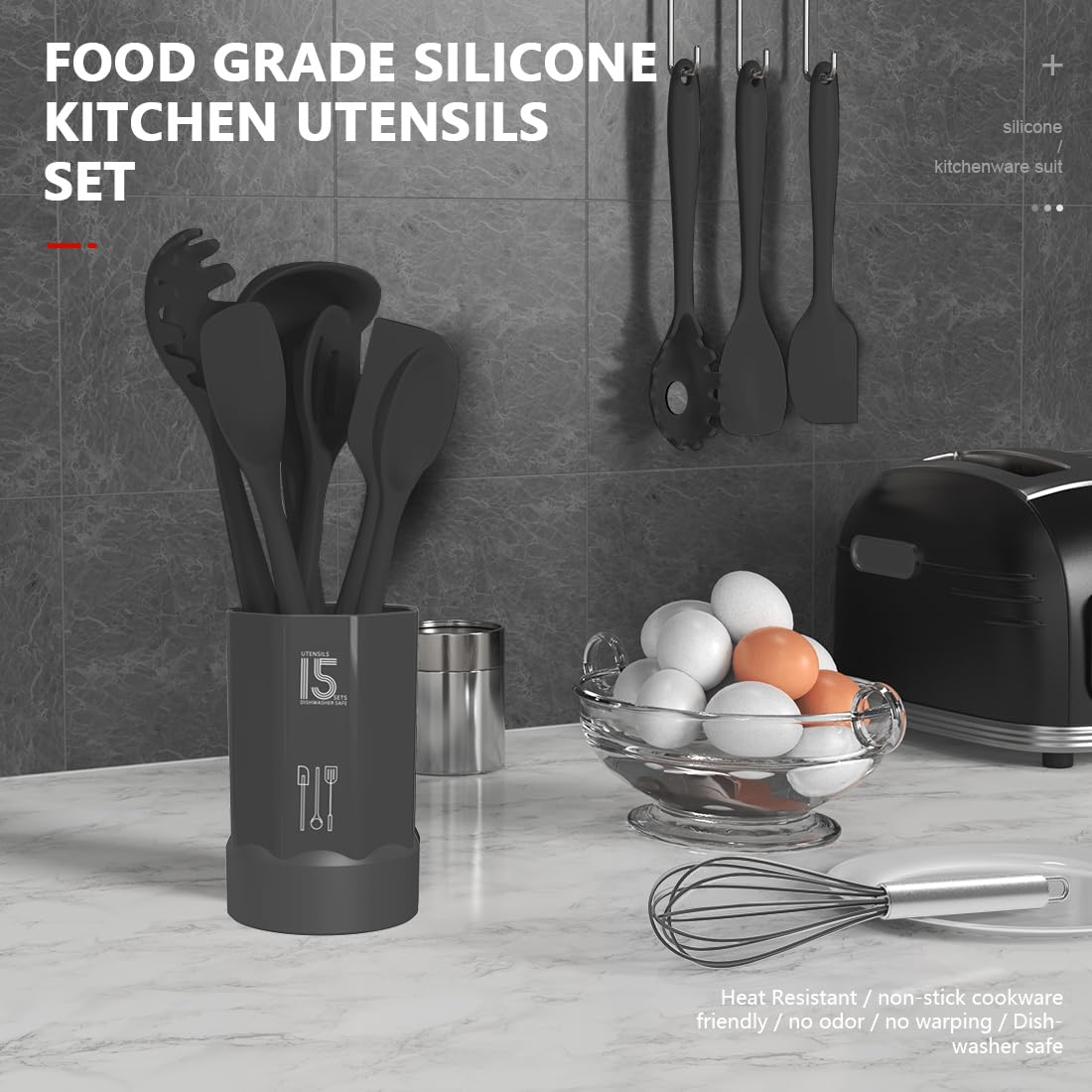AOTHOD silicone spatula head with nonstick-friendly soft contact surface for safe stirring