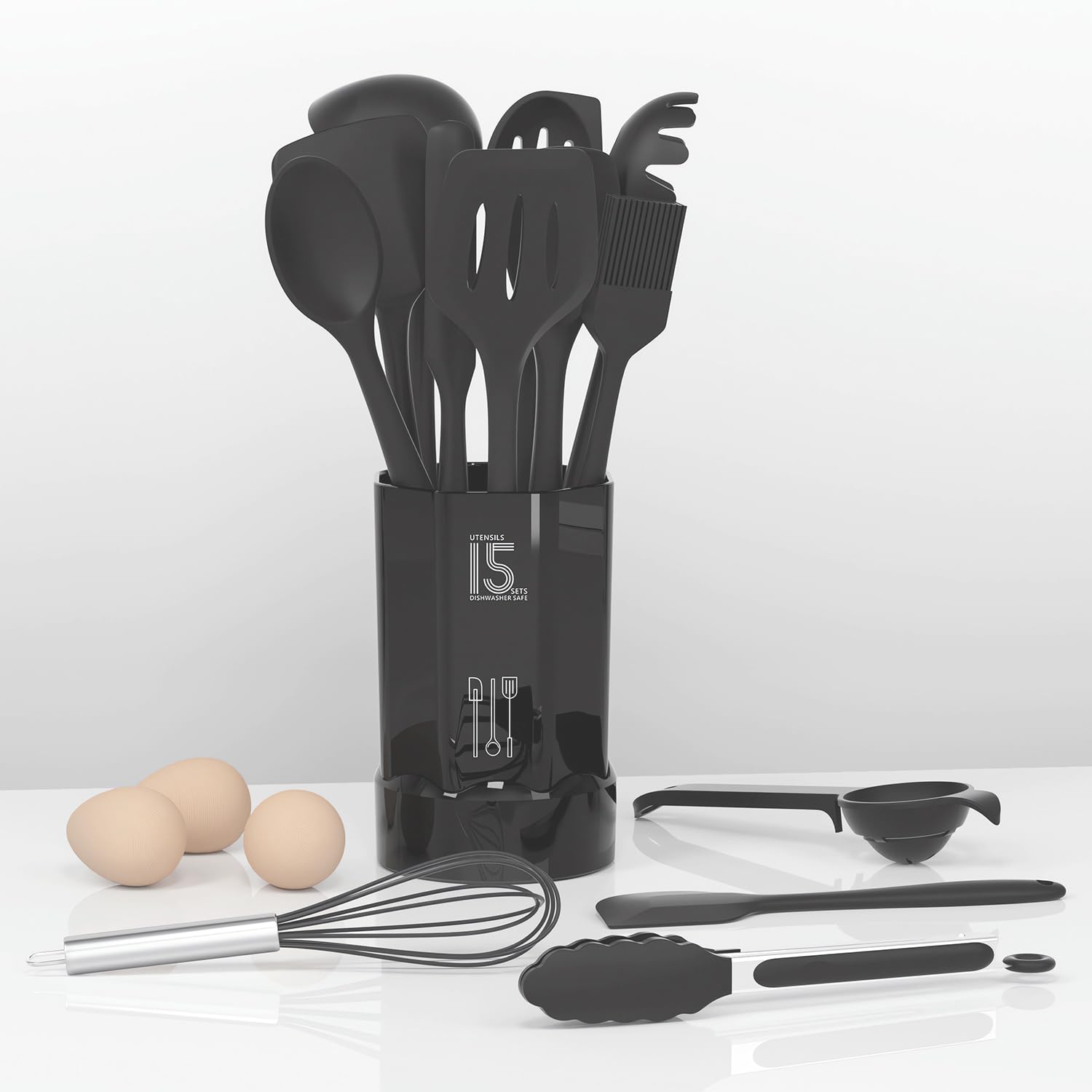 AOTHOD silicone turner gently flips food without scratching nonstick pans