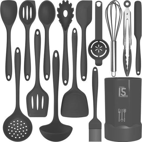 AOTHOD silicone utensils set shows 446°F heat resistance for high-heat cooking