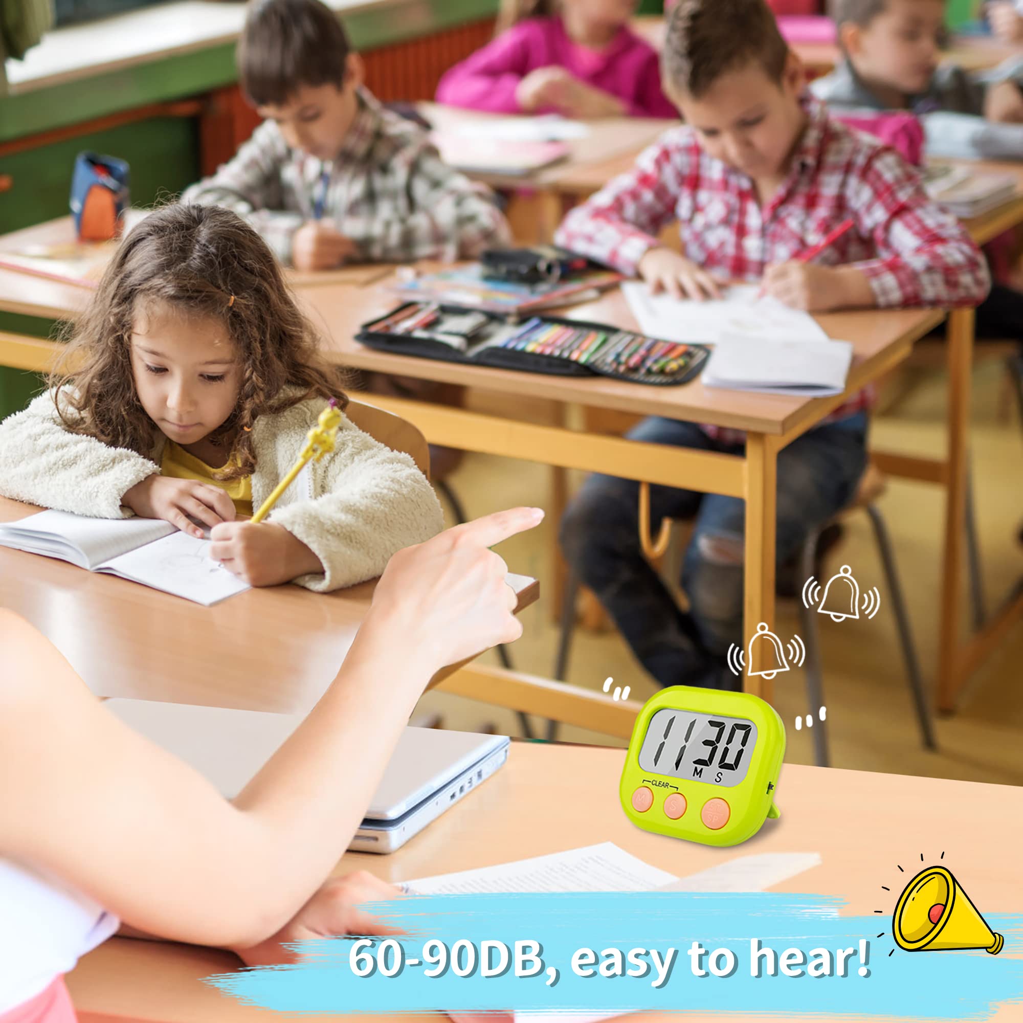 AOUCE classroom timer blue-green magnetic back for secure attachment