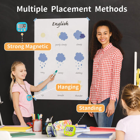 AOUCE classroom timer with retractable stand and hanging hook