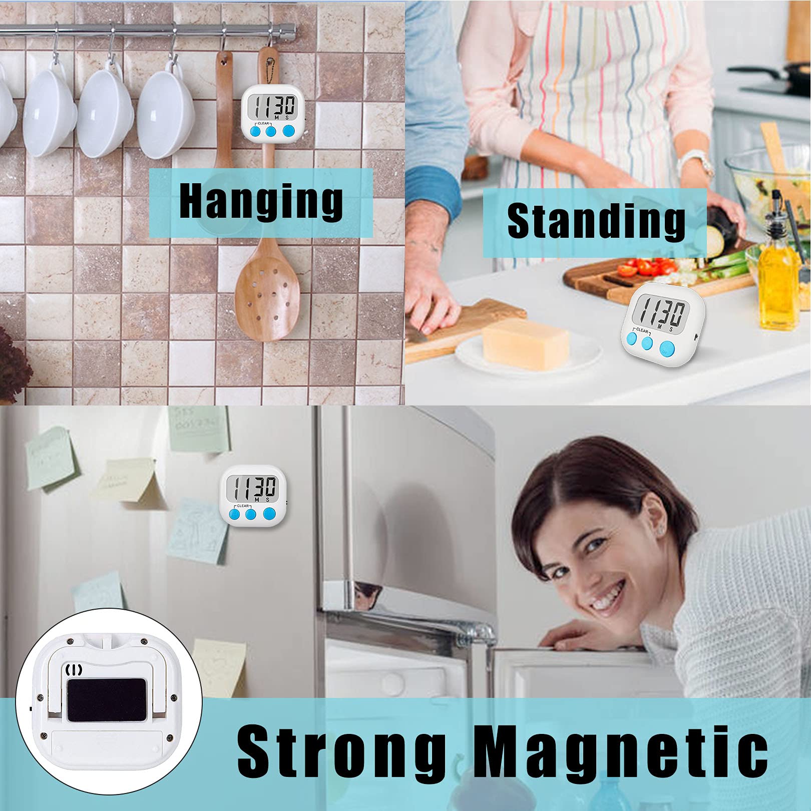 AOUCE timer with hanging hook for versatile placement