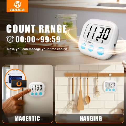 AOUCE timer with large digital display for clear visibility