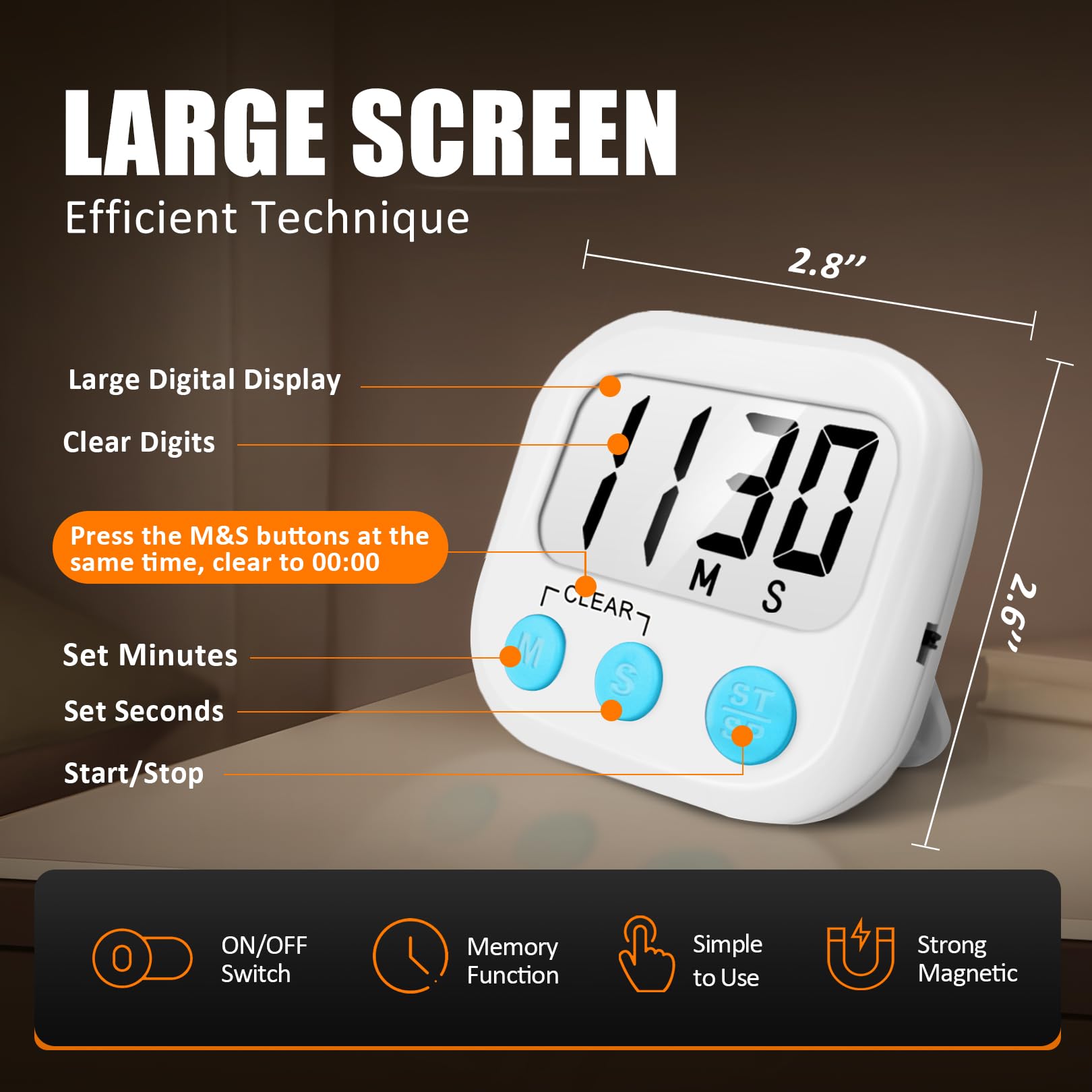 AOUCE timer with loud alarm for audible reminders