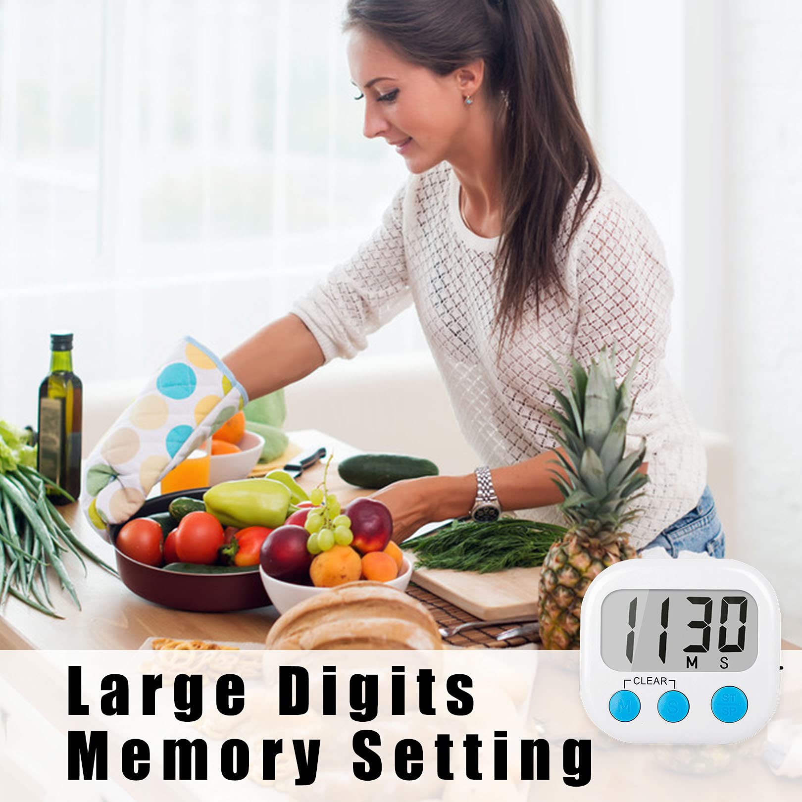 AOUCE timer with retractable stand for countertop use
