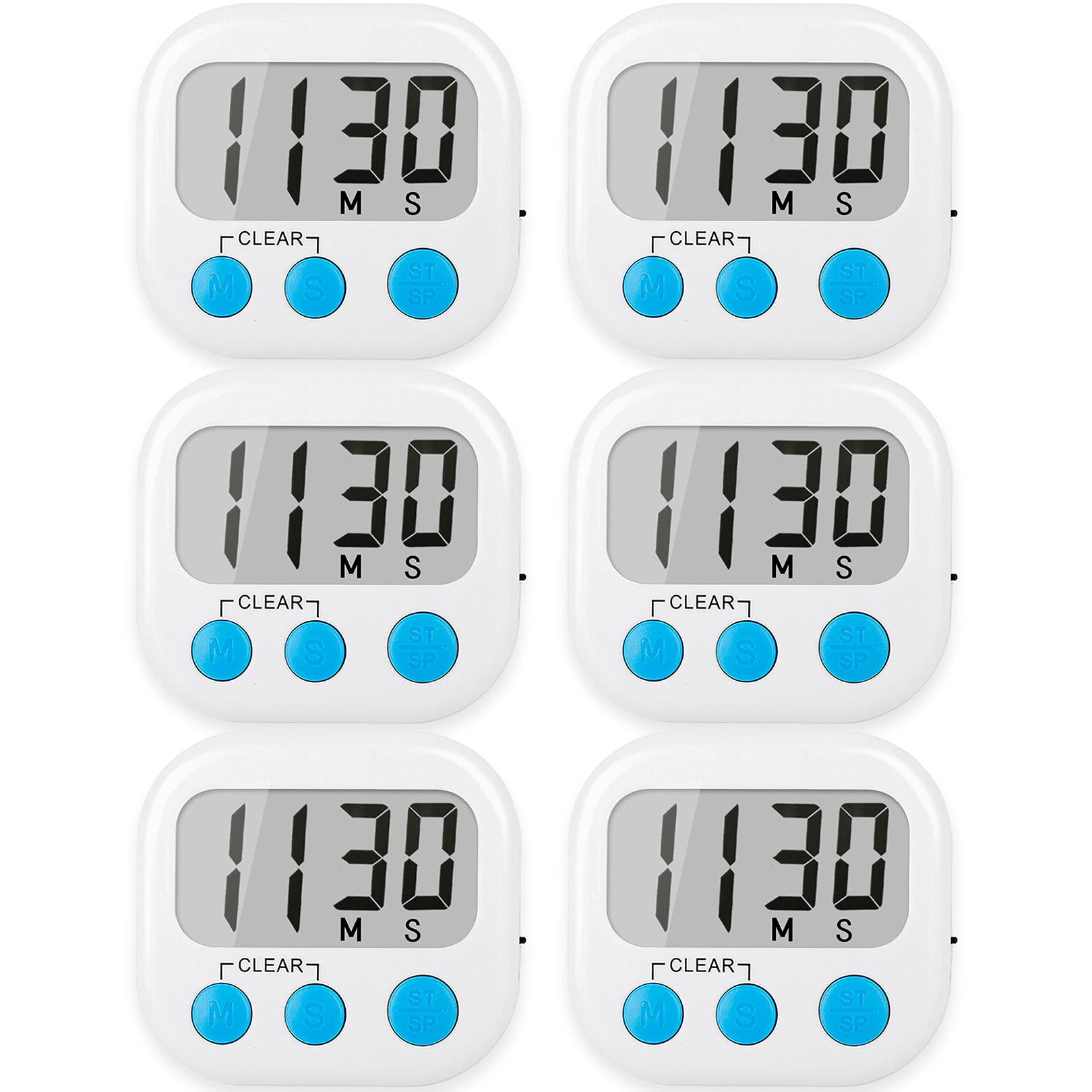 AOUCE six-pack digital kitchen timer with compact design for precise cooking