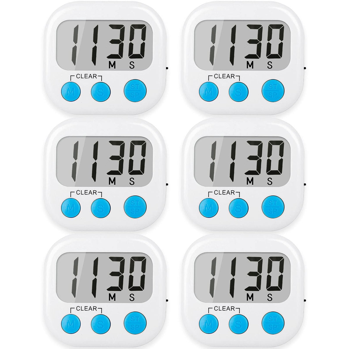 AOUCE six-pack digital kitchen timer with compact design for precise cooking