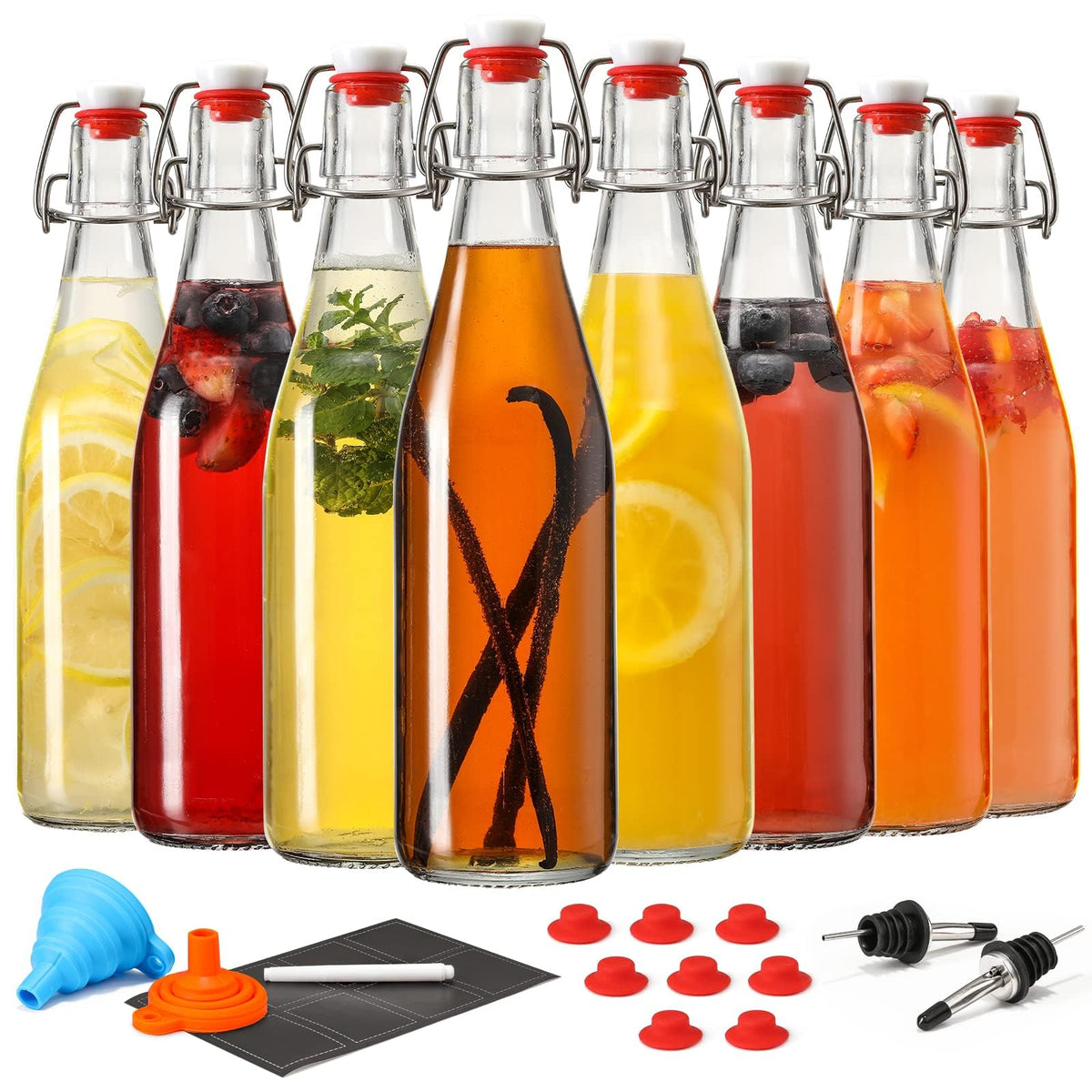 AOZITA 16oz swing-top bottle closeup with a secure, leak-proof cap.