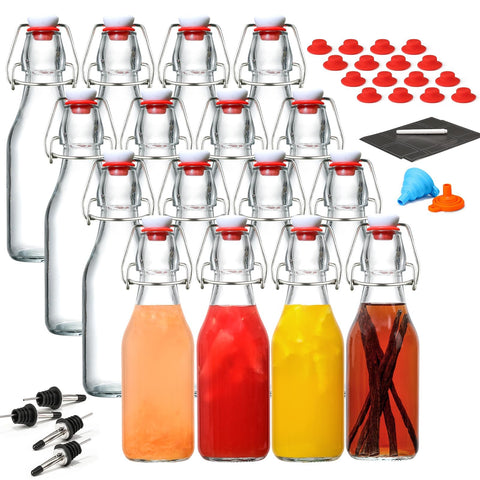 AOZITA 16-pack swing-top bottles with airtight caps for fermentation and storage.