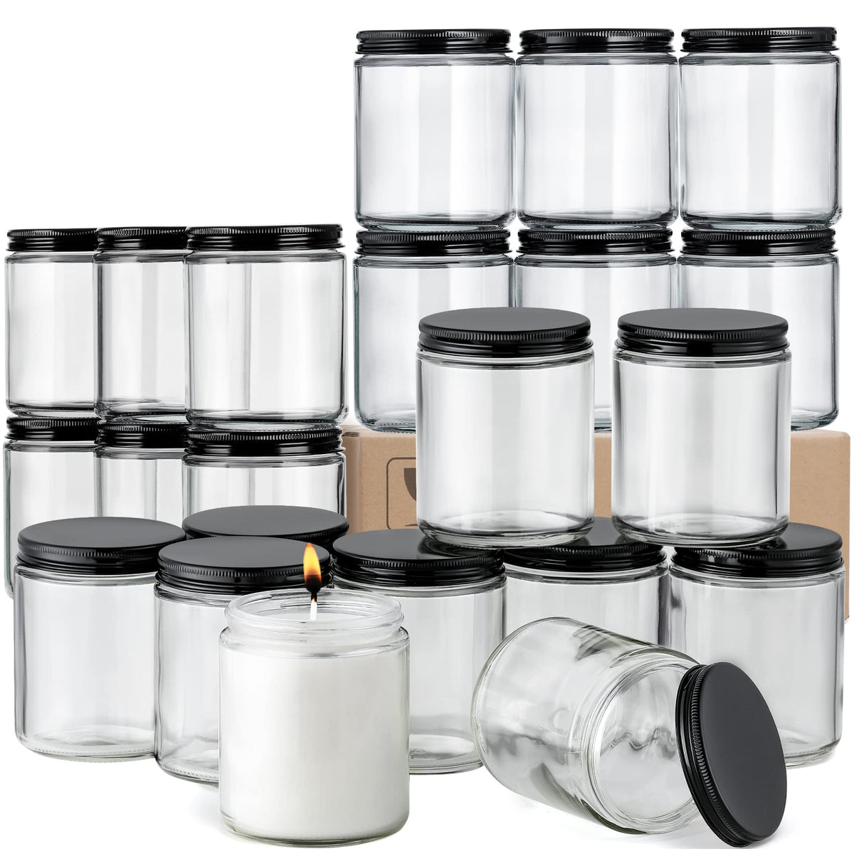 AOZITA 8oz glass jar with metal lid for spice and cosmetic storage.