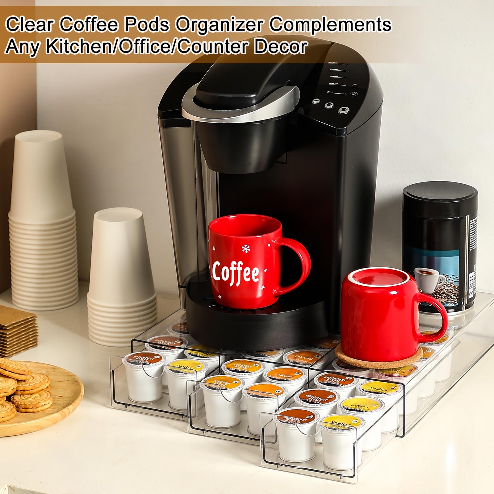 AOZITA 36-pod storage for K-Cups demonstrates generous capacity at a glance.
