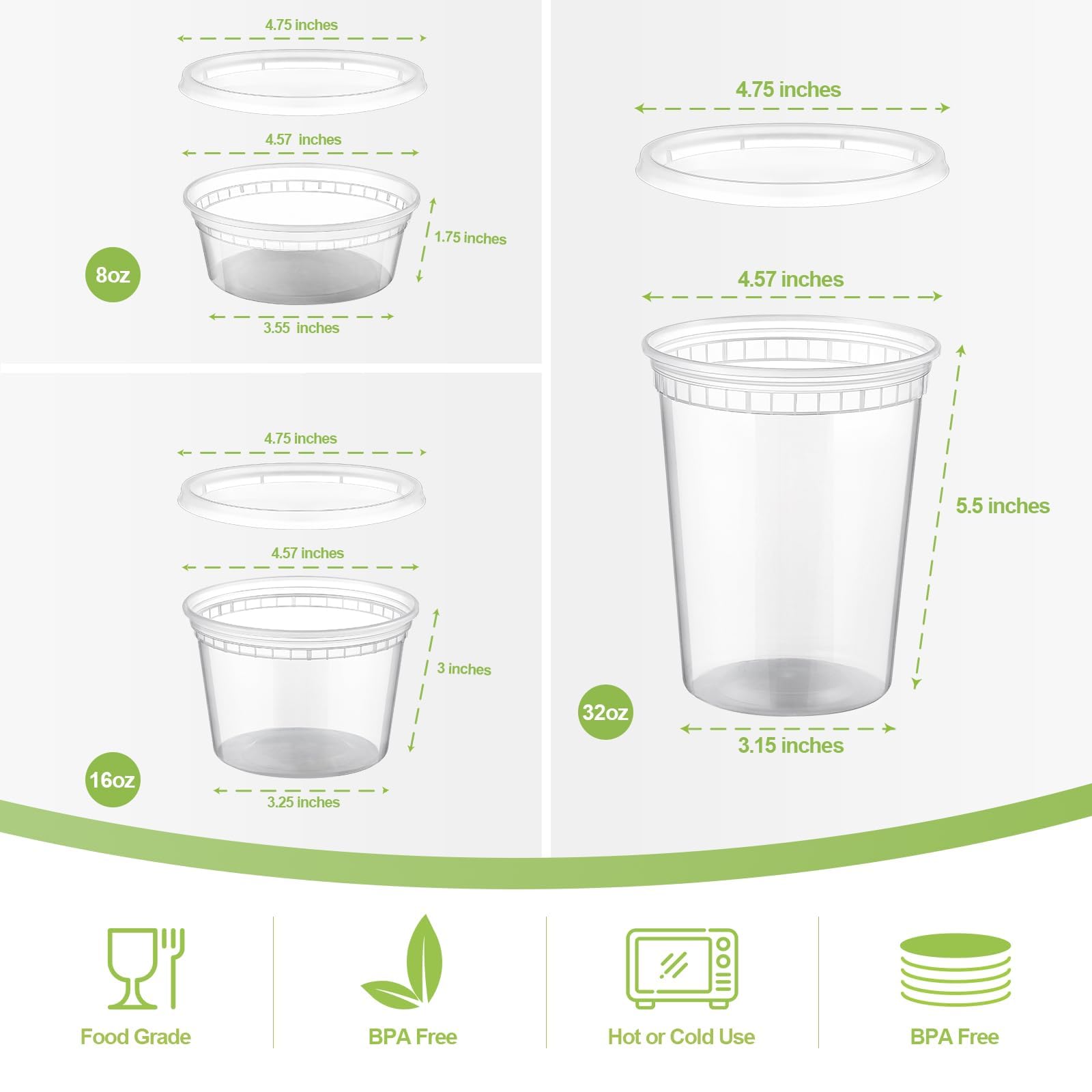 AOZITA 16oz deli container with snap lid for portioned salads and sides.