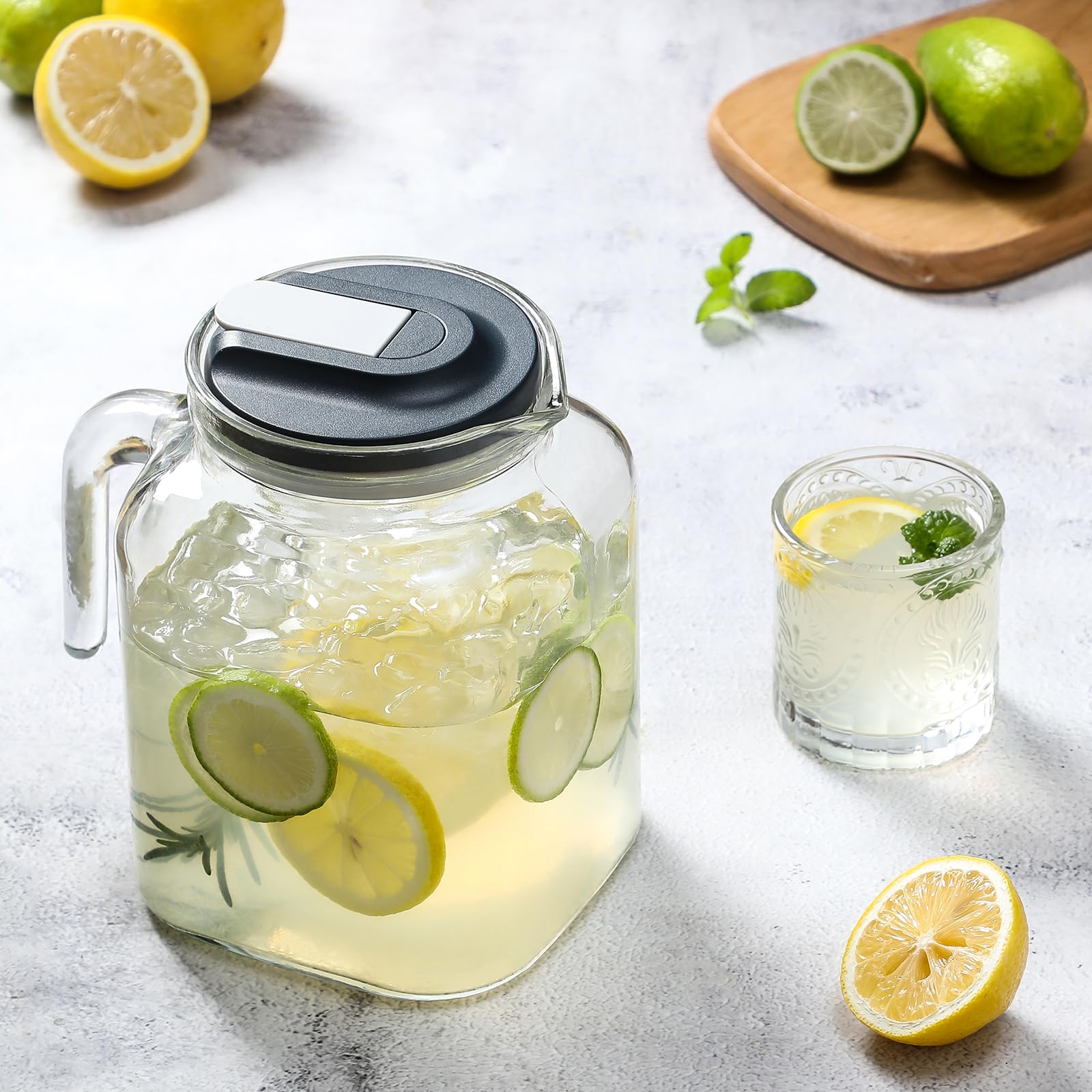 AOZITA 68oz pitcher stored in fridge showing space efficiency