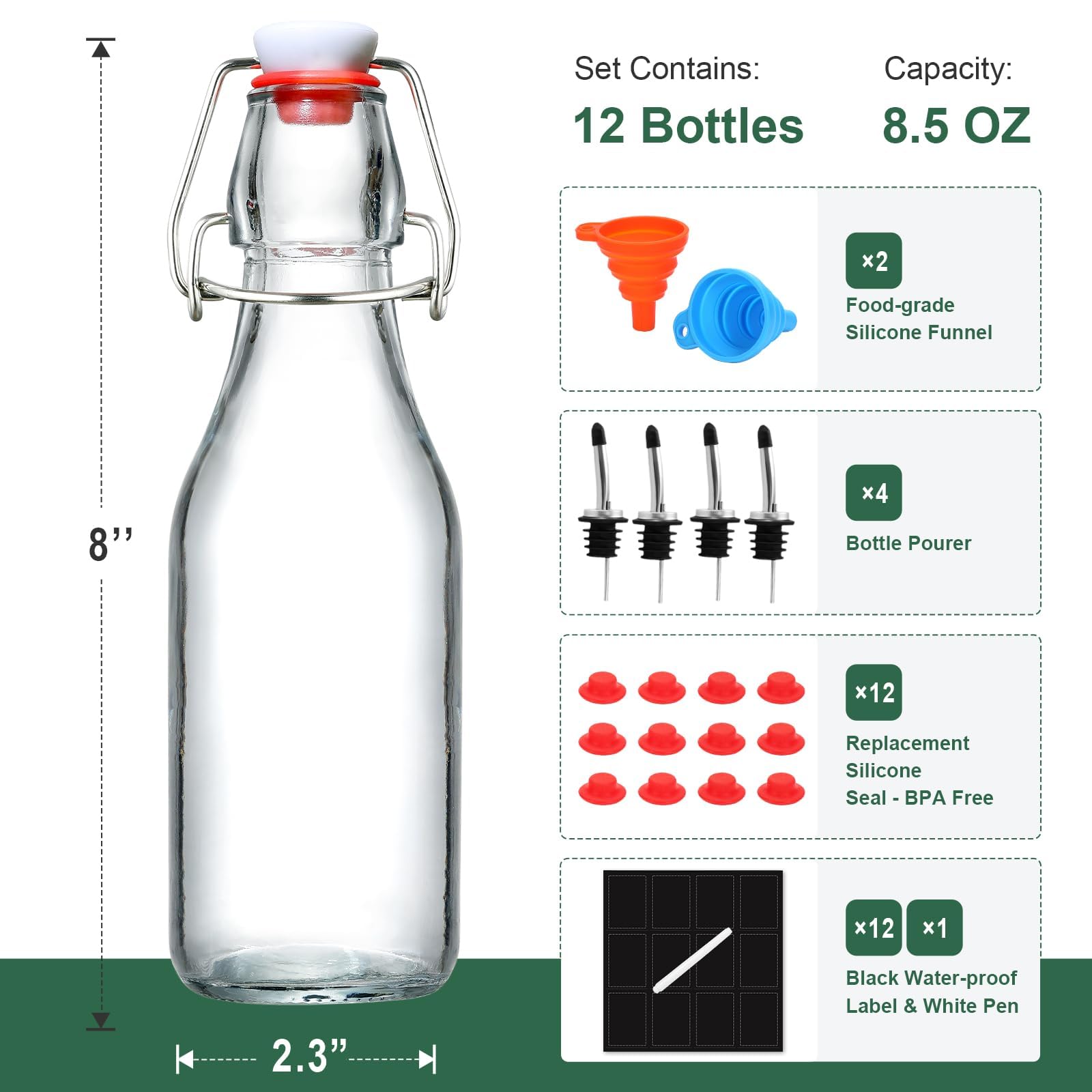 AOZITA bottles with airtight cap for secure storage and carbonation.