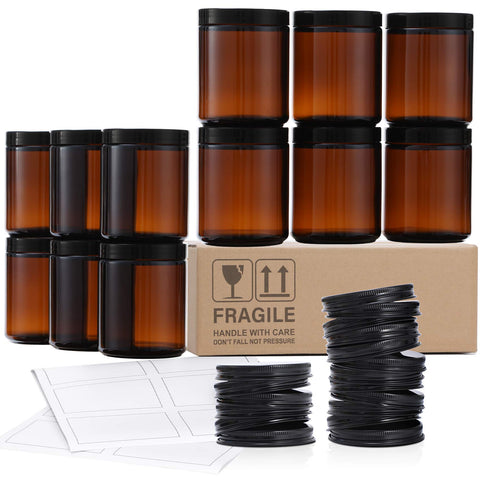 AOZITA 8oz amber candle jar with metal lid, ideal for homemade candles.