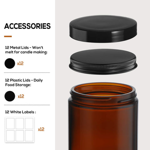 AOZITA amber glass storage jar 8oz for liquids or crafts.
