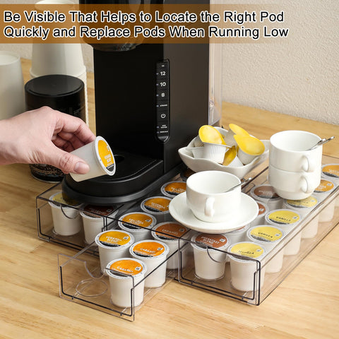 AOZITA counter-top setup with organizer complements kitchen decor and keeps pods within reach.