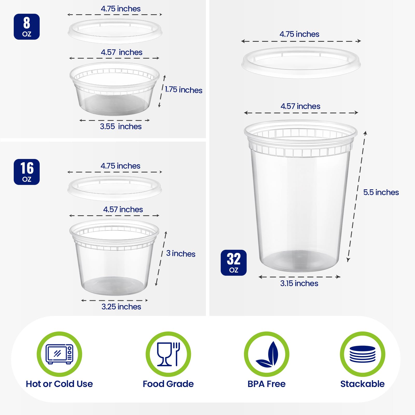 AOZITA deli containers 16oz with lids ideal for meal prep.