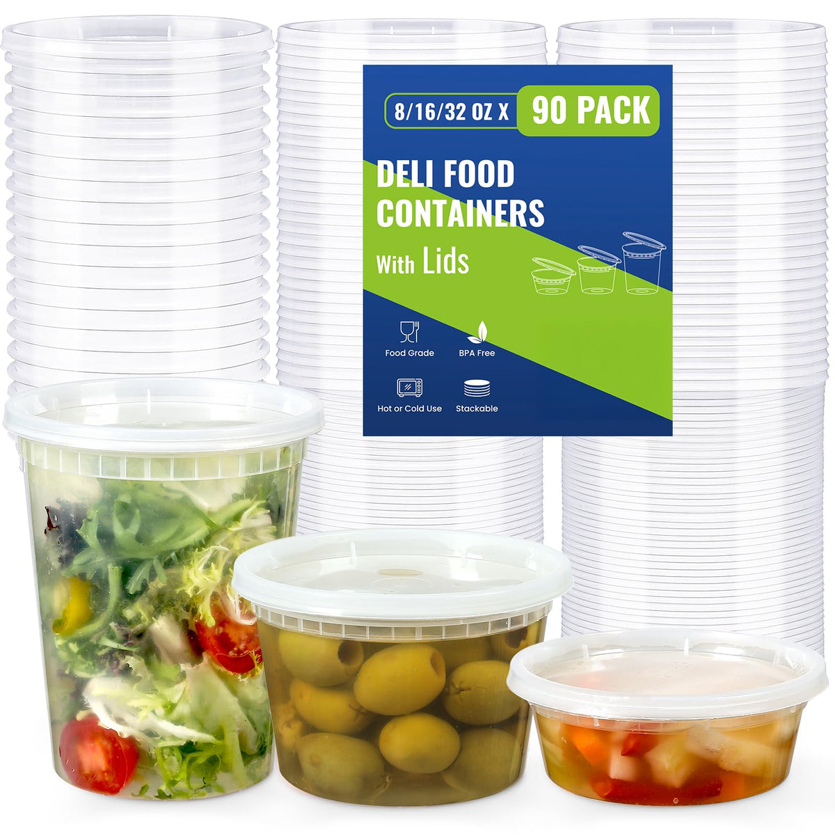 AOZITA deli containers 8oz with lids for secure on-the-go storage.