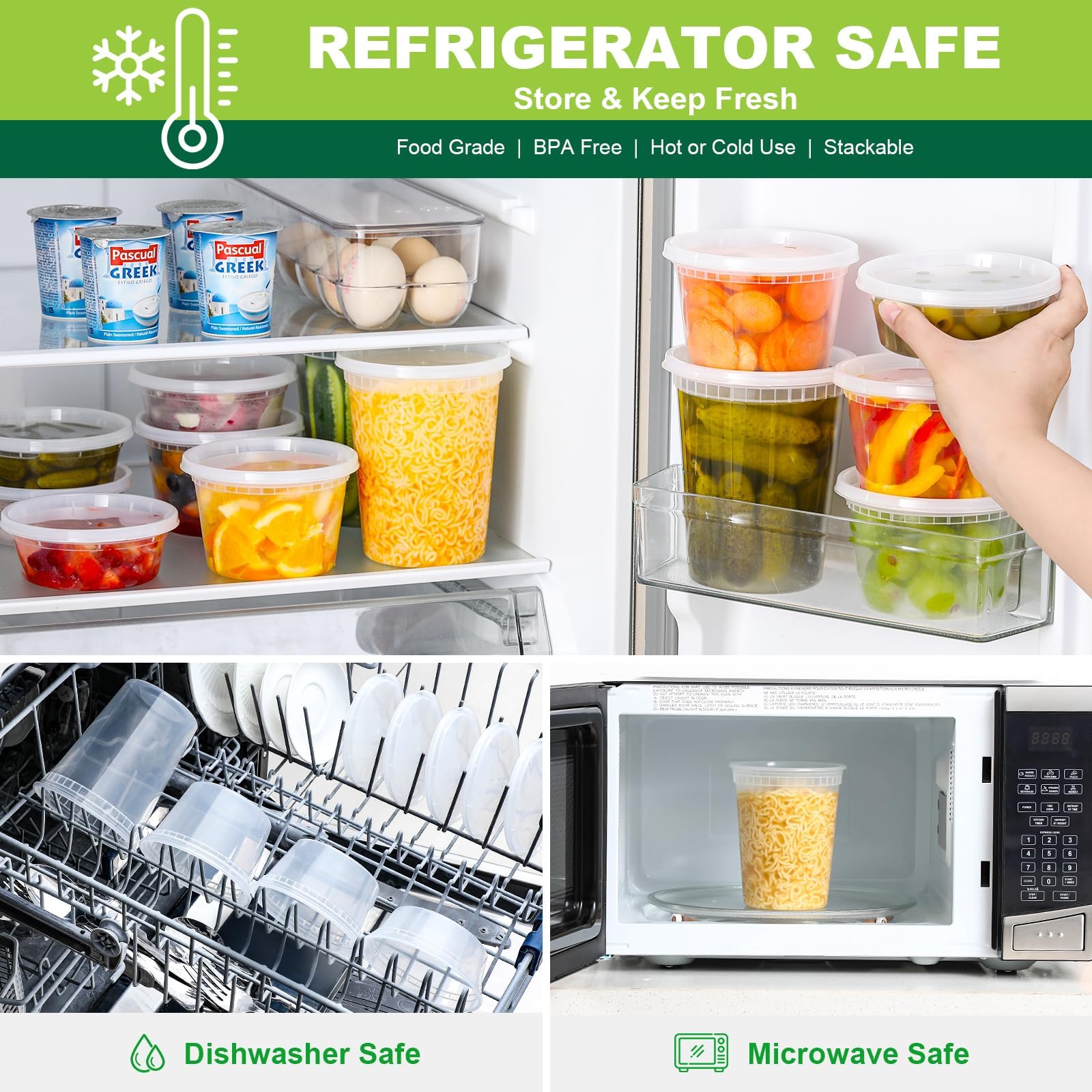 AOZITA stackable containers save cupboard space and simplify storage.