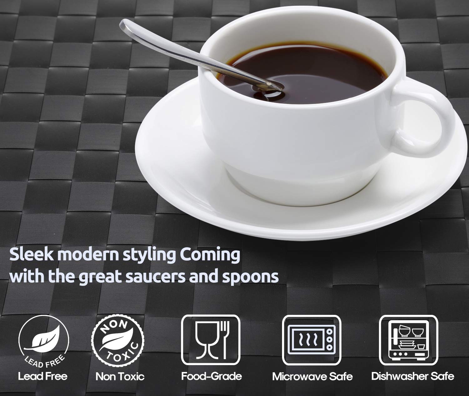 AOZITA porcelain demitasse cups in white, BPA-free and lead-free.