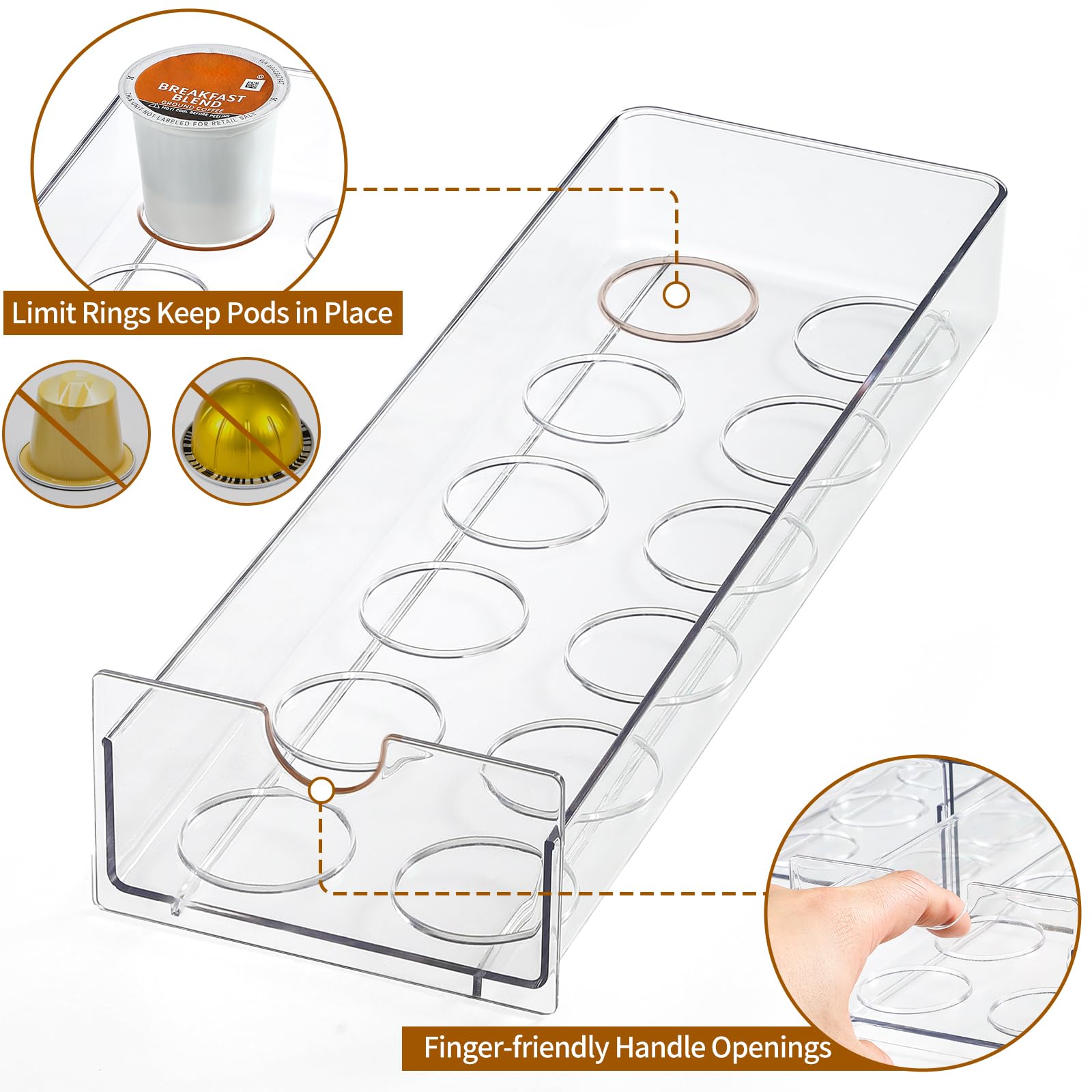AOZITA 13.4 x 13 x 2.5 inch organizer fits Keurig classics and more.