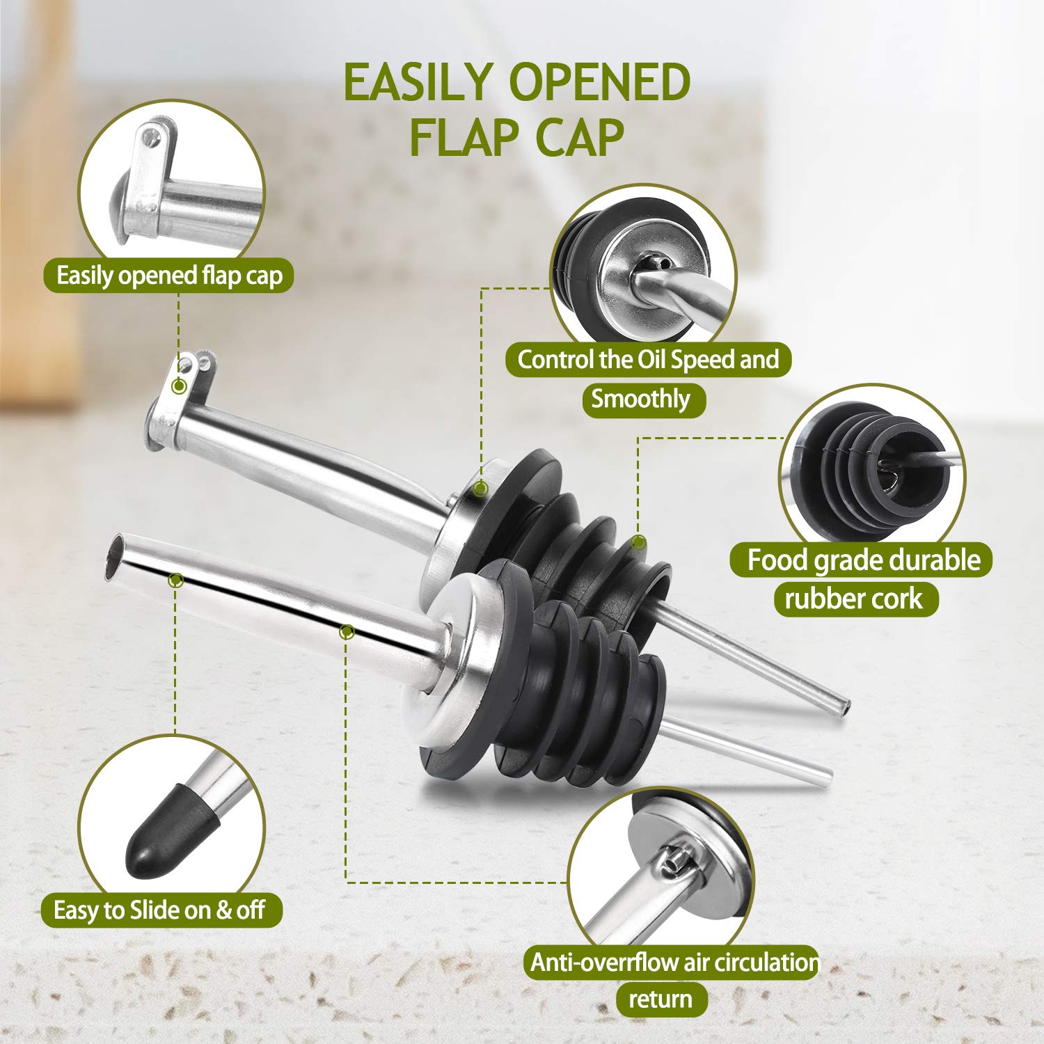 AOZITA dust-cap and flap-cap protect spouts and contents