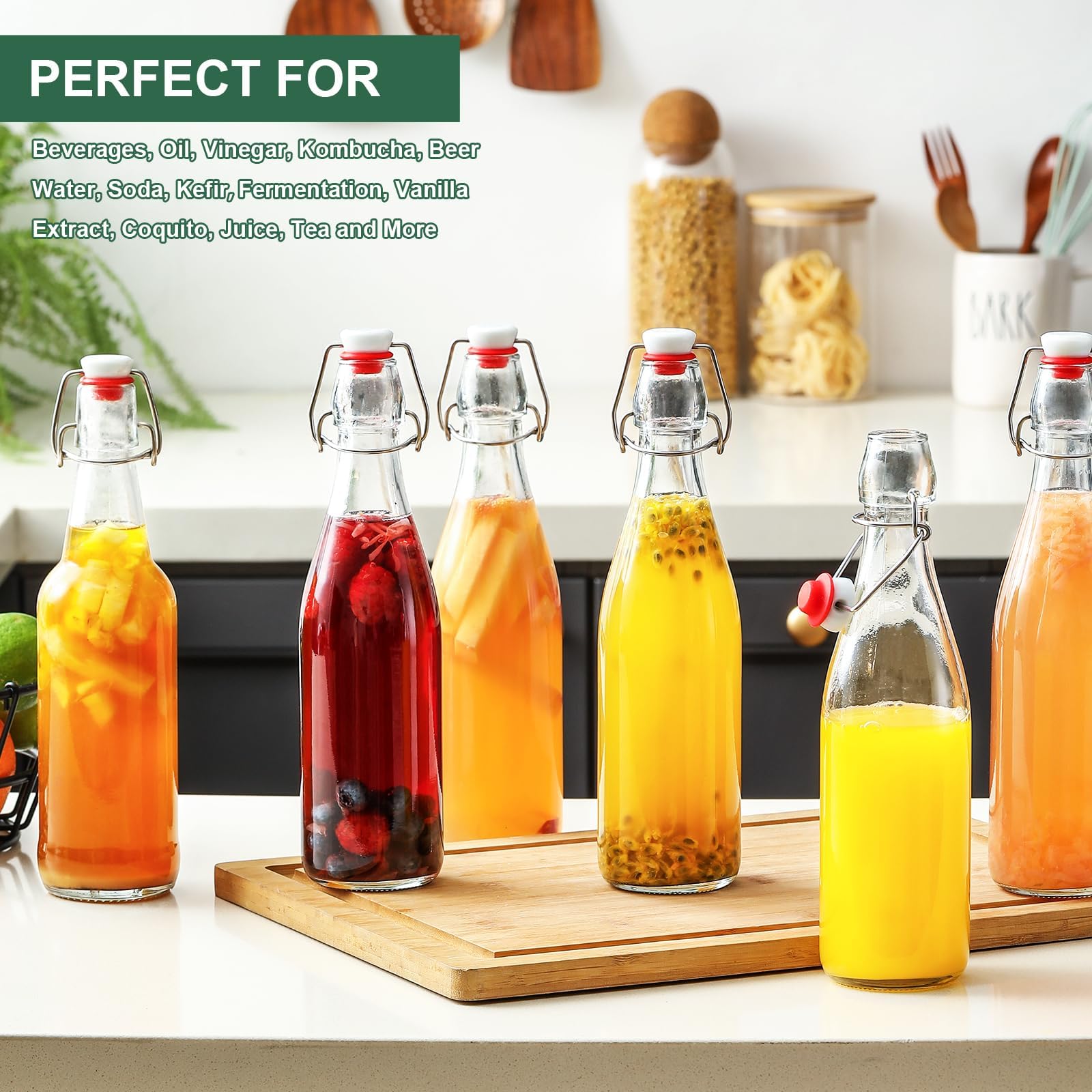 AOZITA glass bottle for carbonated drinks preserves fizz.