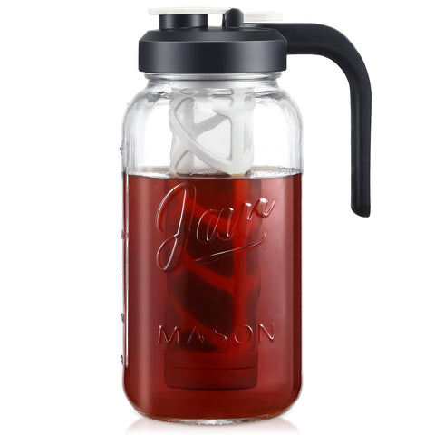 AOZITA iced tea maker pitcher with infuser shows clear glass and vibrant beverage color for daily brewing