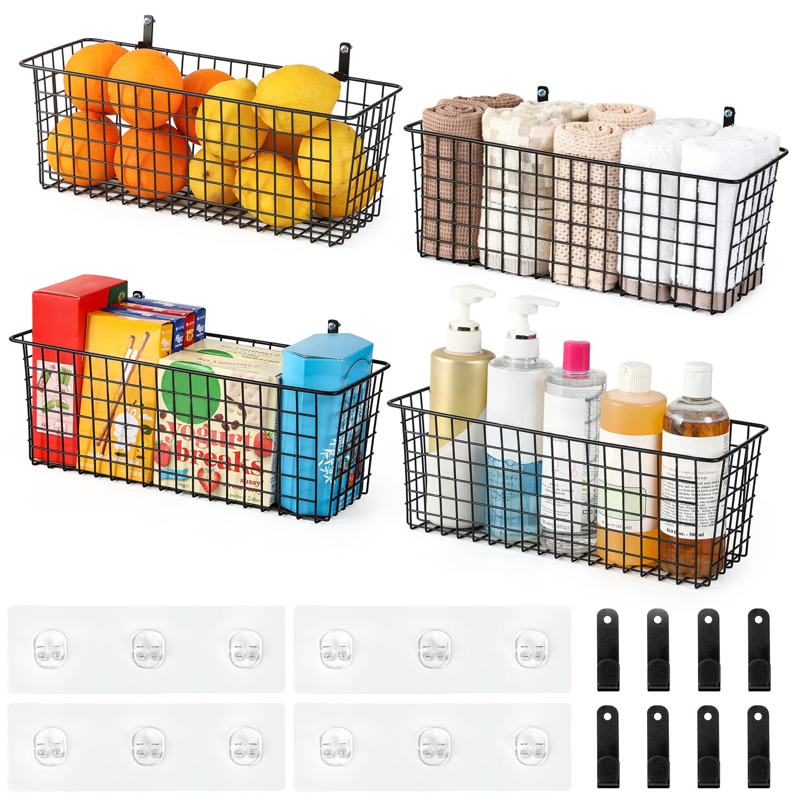 AOZITA kitchen-pantry basket on wall helps declutter counters.