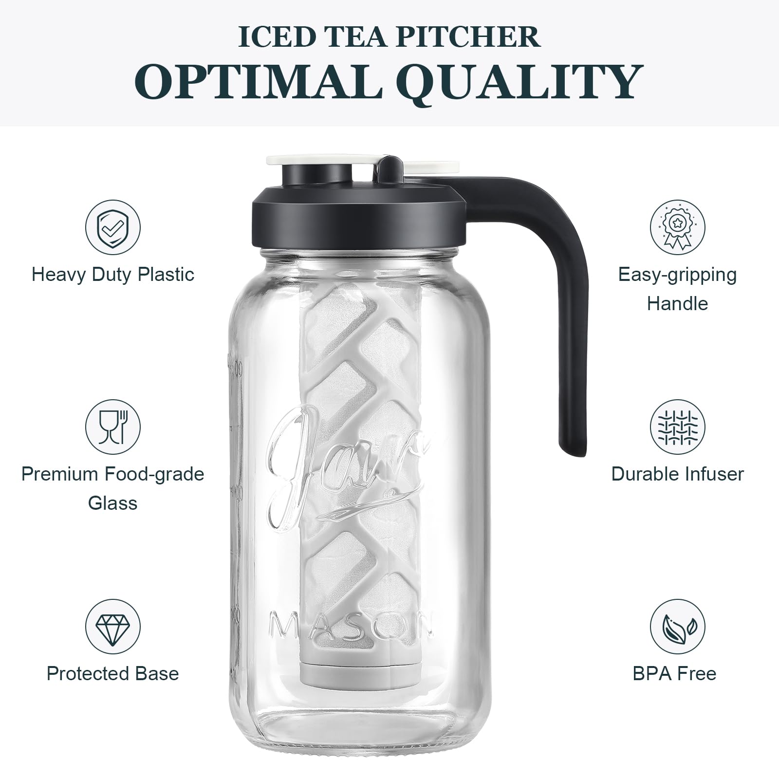 AOZITA pitcher with lid hinged cap enables easy pouring and leak-free transport