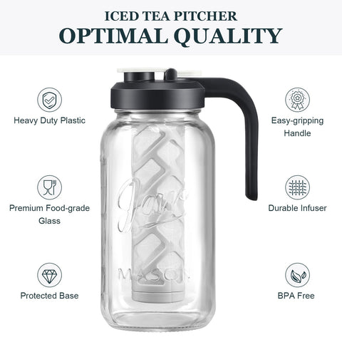 AOZITA pitcher with lid hinged cap enables easy pouring and leak-free transport