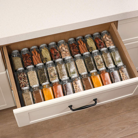 AOZITA spice drawer organization idea with neatly arranged jars