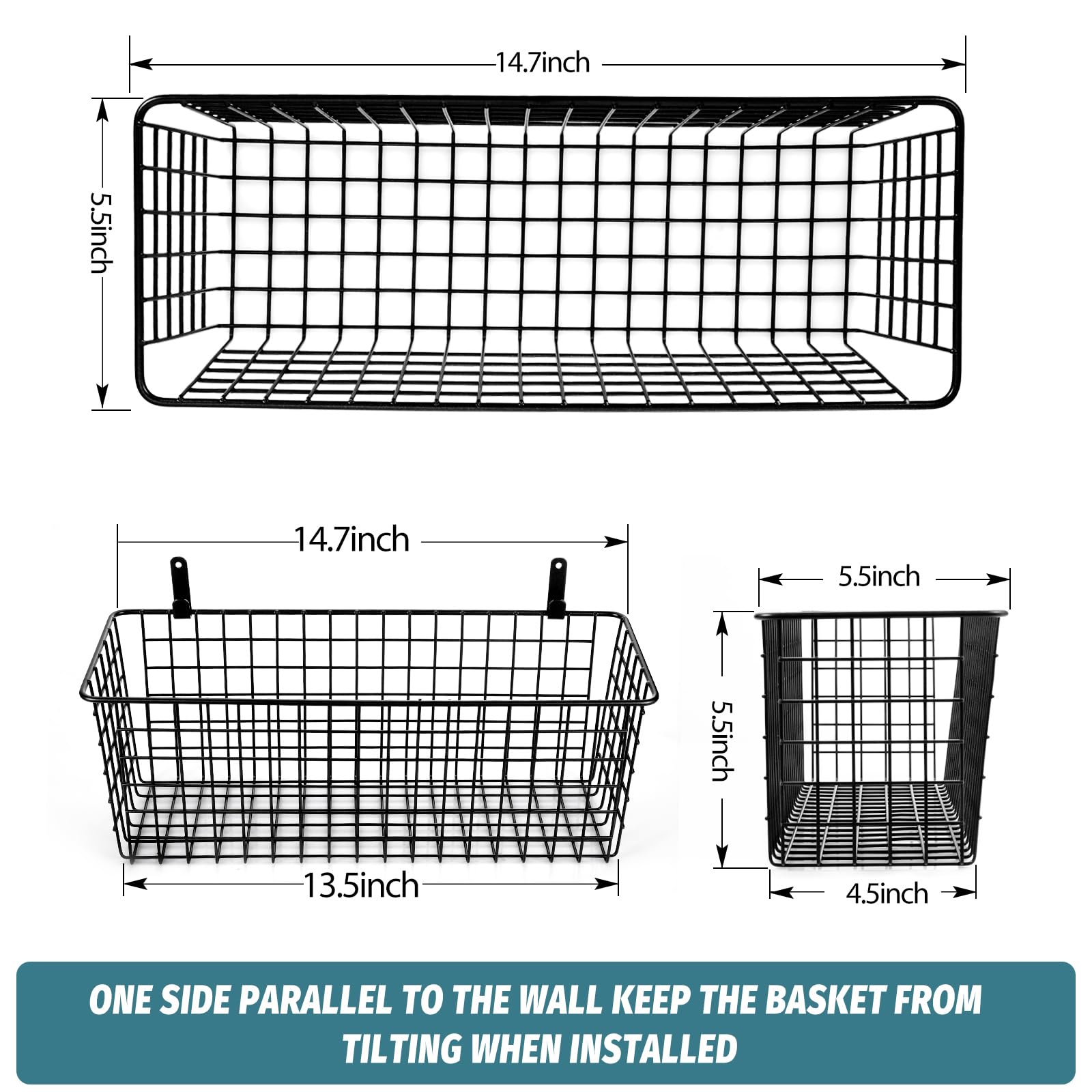 AOZITA wall-mount baskets open-top design for quick access.