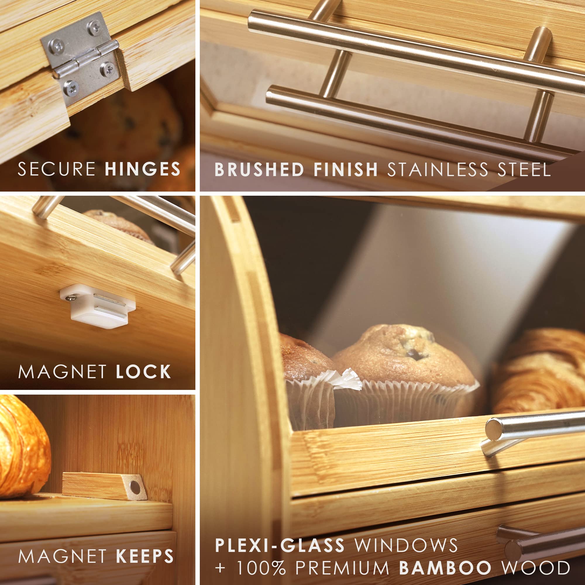 Apace Living Arise bamboo bread box clear windows showcase bread freshness