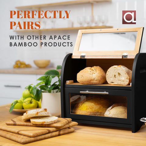 Apace Living Arise bamboo bread box made from durable bamboo supports eco-friendly kitchen storage
