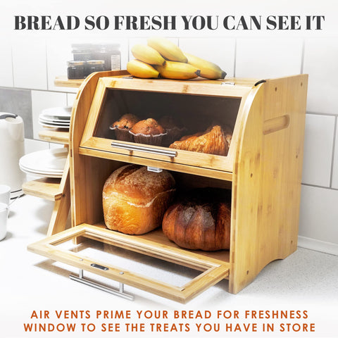 Apace Living Arise bamboo bread box side handles for easy transport