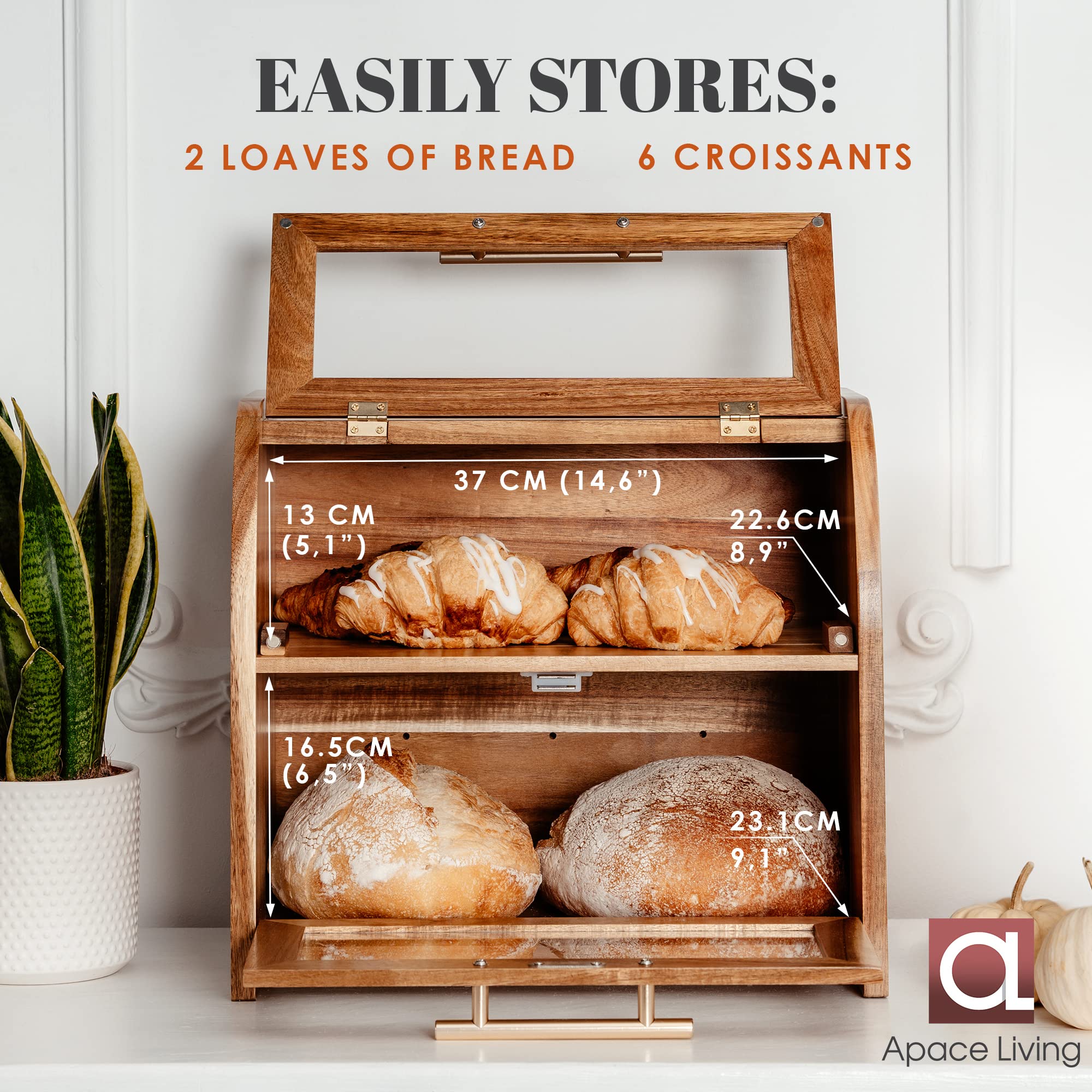 Apace Living Arise vent holes illustrate humidity control for bread freshness.