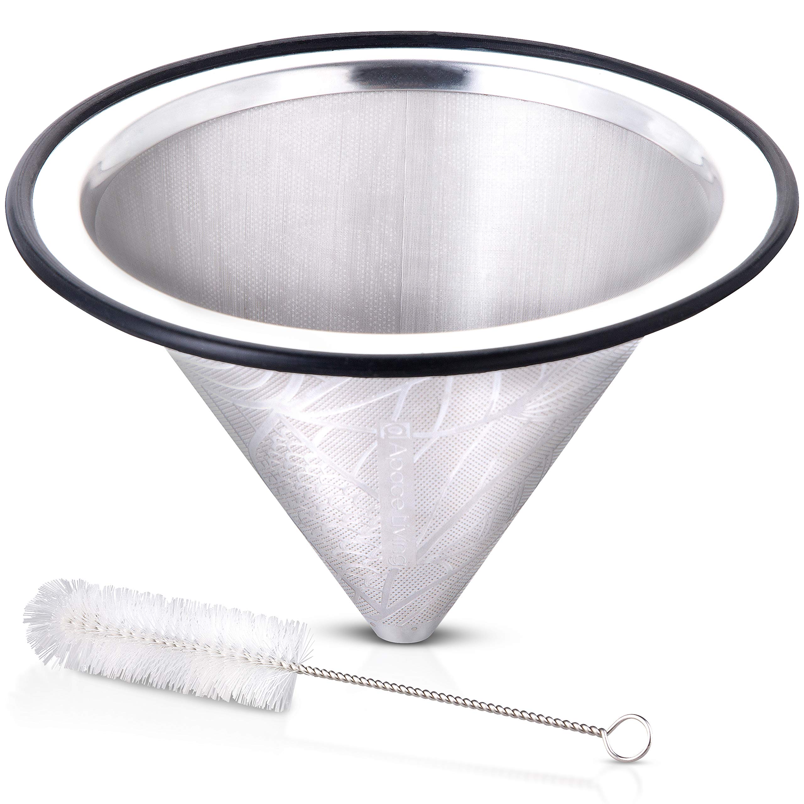Apace Living dripper fits over the rim for easy removal.